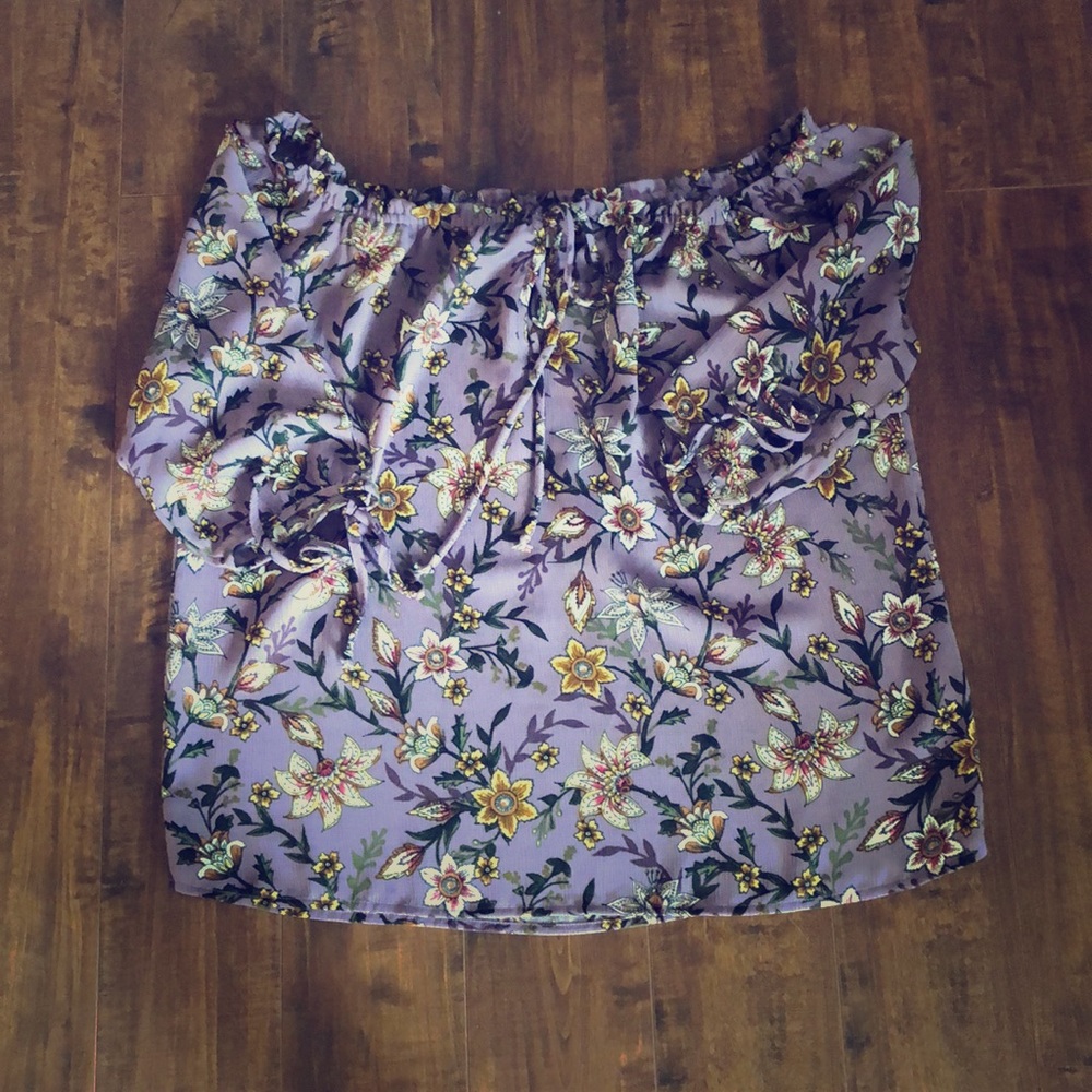 Off the shoulder floral top.
